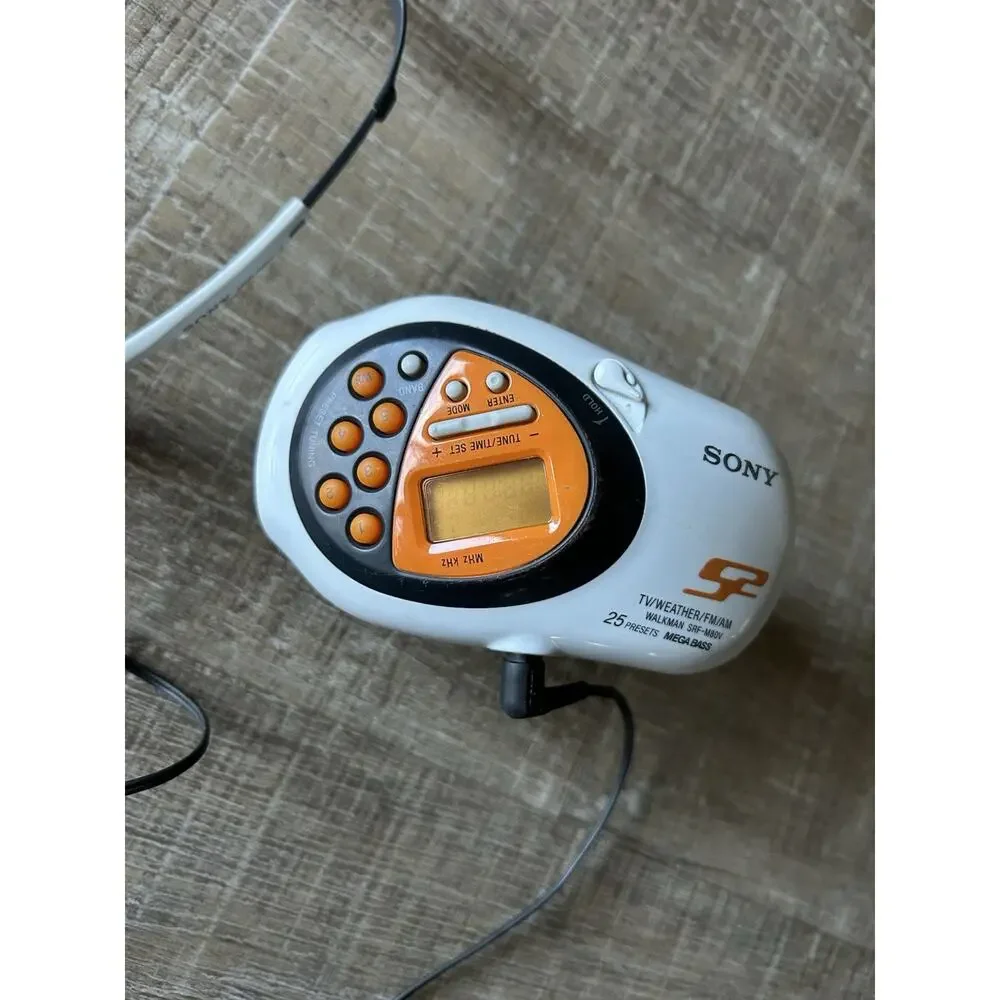 Sony Walkman Sports SRF-M80V AM FM Weather Portable Radio Tested w Headphones